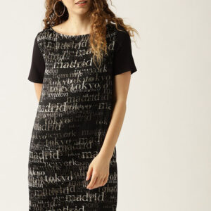 ESPRIT Women Black Printed T-shirt Dress