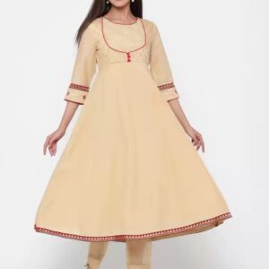 Juniper  Women Embroidered Poly Chanderi Anarkali Kurta