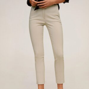 MANGO Women Skinny Fit Solid Cropped Trousers