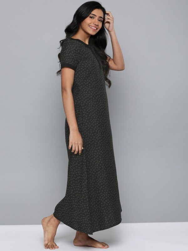 HERE&NOW Charcoal Floral Print Maxi Nightdress