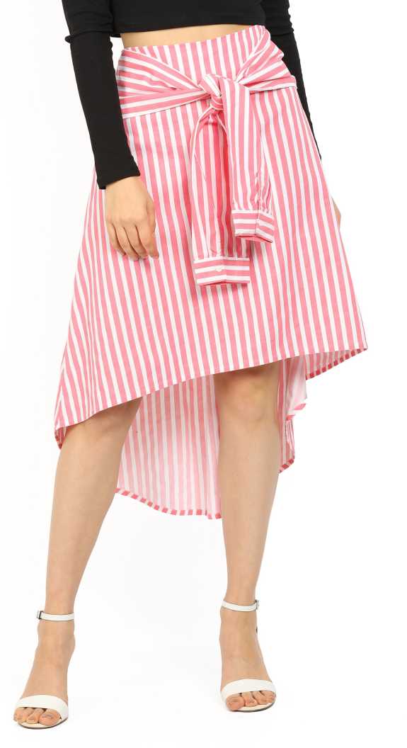 UCB Women Striped Asymetric White Skirt