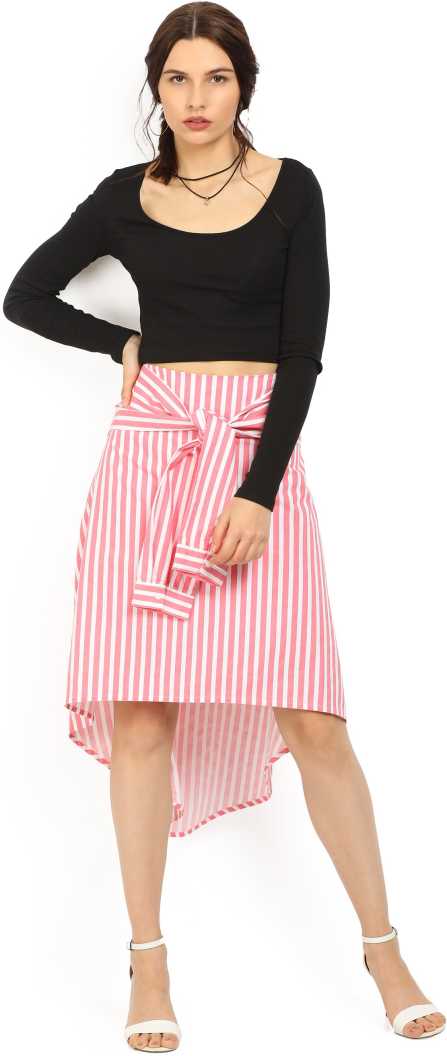 UCB Women Striped Asymetric White Skirt