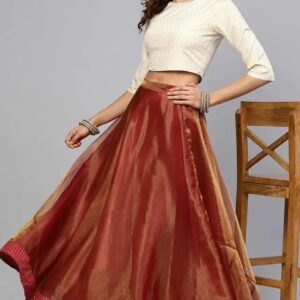 Juniper Womens Kota Doria Flared Skirt With Satin Lining And Cancan