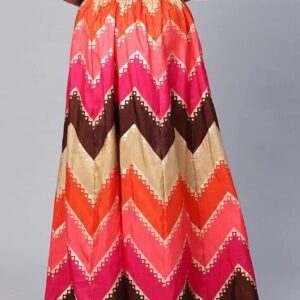 JUNIPER Chevron Print Panelled Flared Skirt