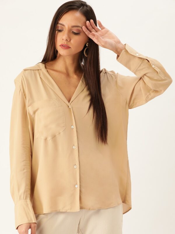 MANGO Women Regular Fit Solid Casual Shirt