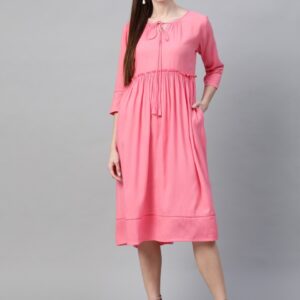 Sangria Women Pink Striped A-Line Dress