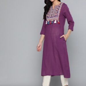 HERE&NOW Women Yoke Design Semi-Sheer A-Line Kurta