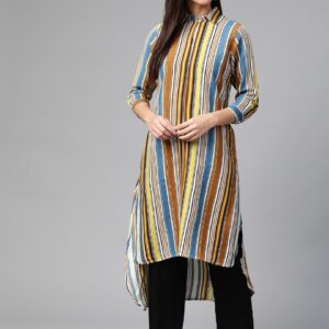 Sangria Women Striped High-Low Tunic