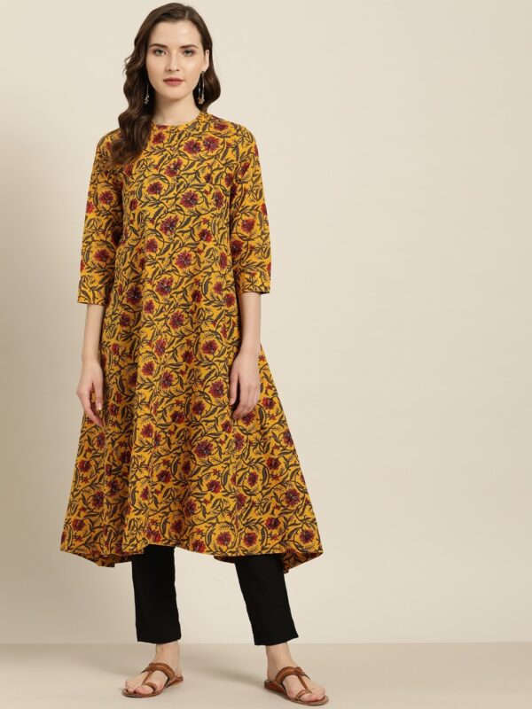 Sangria Women Block Print A-Line Kurta