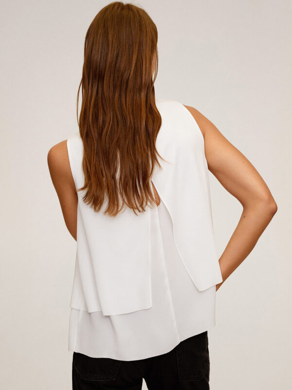 MANGO Women White Solid Layered Styled Back Top