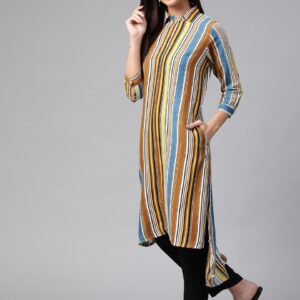 Sangria Women Striped High-Low Tunic