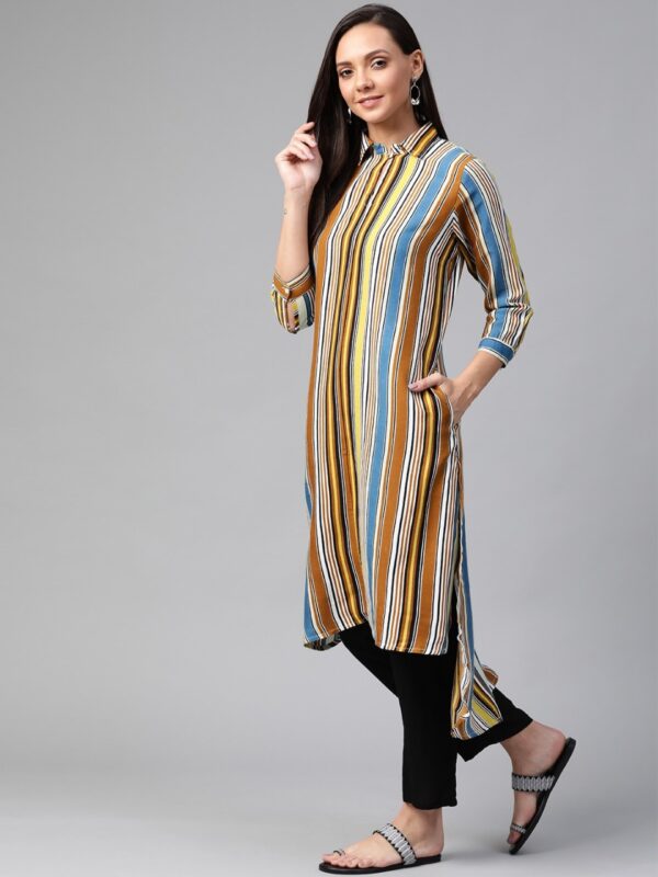 Sangria Women Striped High-Low Tunic