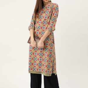 Moda Rapido Women Printed Layered Styled Back Straight Kurta