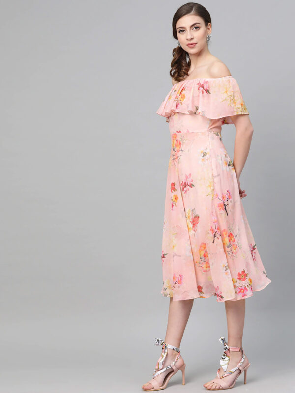 SASSAFRAS  Floral Print Off-Shoulder A-Line Dress