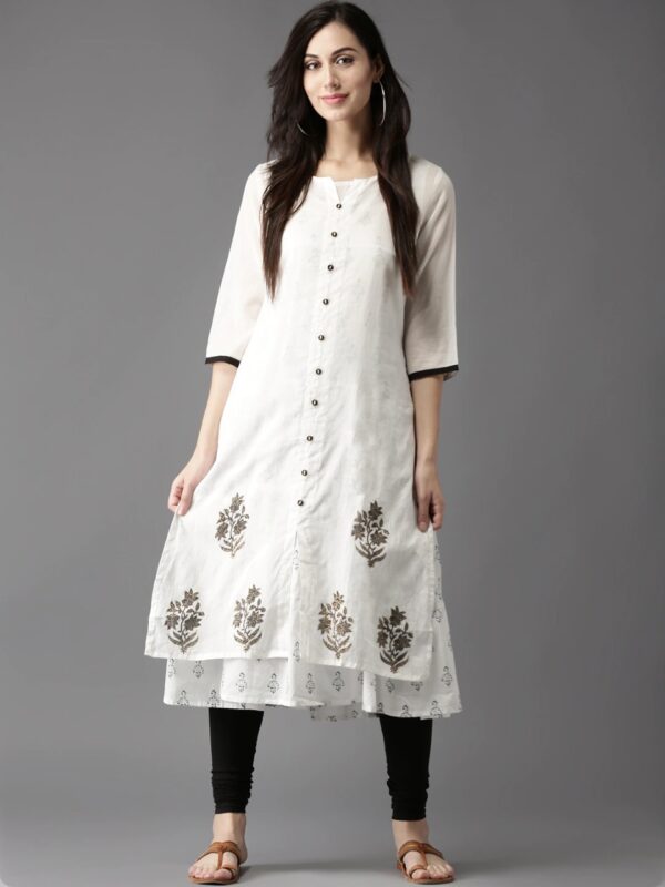 HERE&NOW Women Printed Straight Layered Kurta