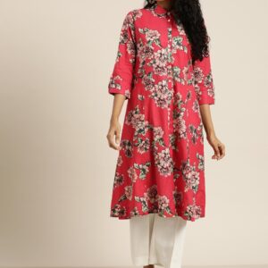 Sangria Women Floral Print A-Line Kurta