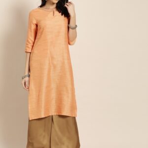 Moda Rapido Women Solid Straight Kurta With Embellished Detail