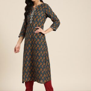 Moda Rapido Women Printed Pure Cotton Straight Kurta