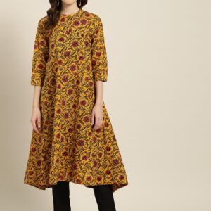 Sangria Women Block Print A-Line Kurta