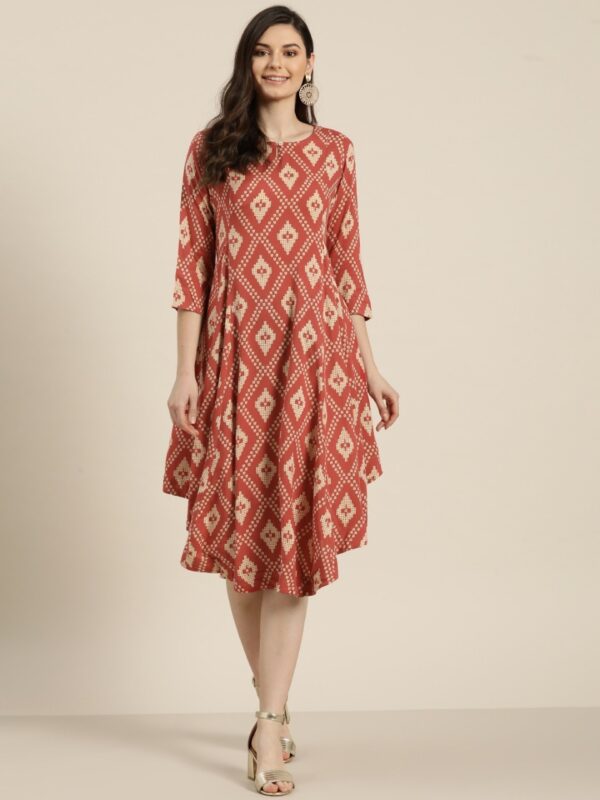 Sangria Women Printed A-Line Dress