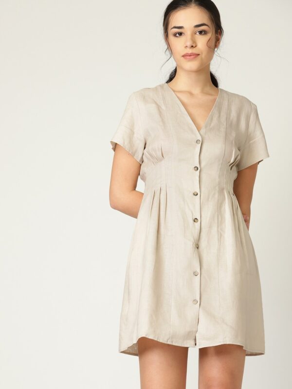 MANGO Women Solid A-Line Dress