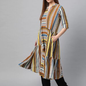 Sangria Women Multi Striped Long Tunic Kurta