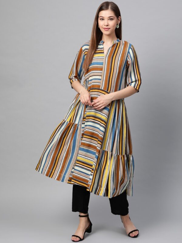 Sangria Women Multi Striped Long Tunic Kurta