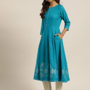 Sangria Women Printed Detail Anarkali Kurta