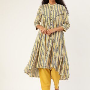 Sangria Women Chevron Printed Anarkali Kurta