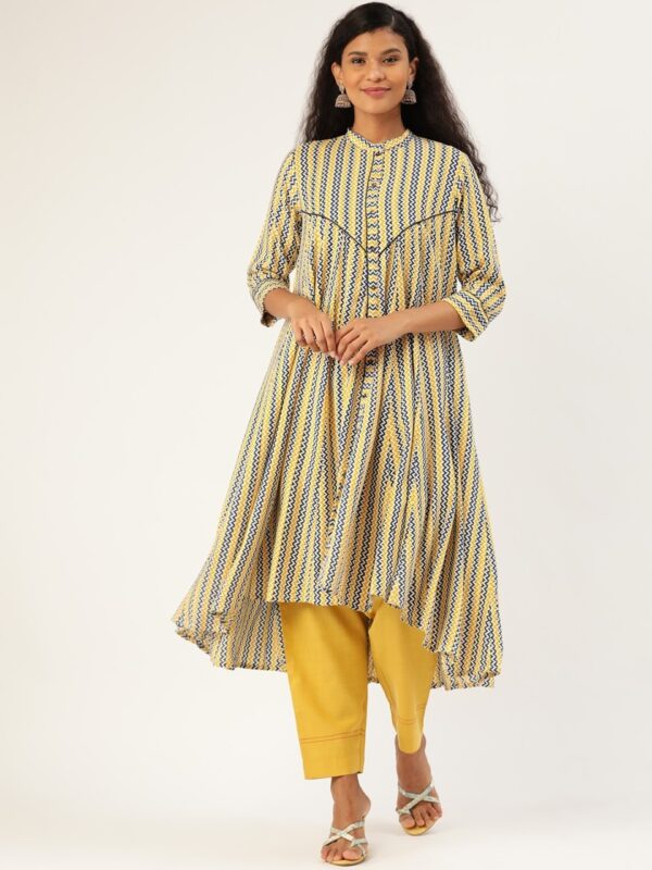 Sangria Women Chevron Printed Anarkali Kurta