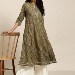 Sangria Women Khari Print A-Line Kurta