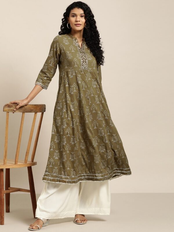 Sangria Women Khari Print A-Line Kurta