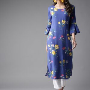 HERE&NOW Women Floral Print Straight Kurta