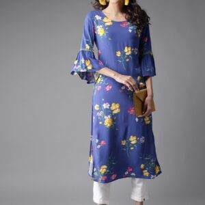 HERE&NOW Women Floral Print Straight Kurta