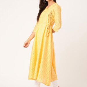 Moda Rapido Women Asymmetric Printed Angrakha A-Line Kurta