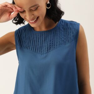 DressBerry Sustainable ECOVERO Women Solid Gathered Detail Top