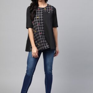 Sangria Women Checked Pure Cotton Top