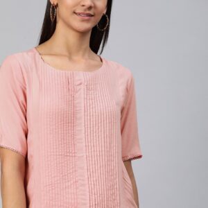 HERE&NOW Women Solid Regular Top with Pleated Detail