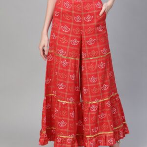 HERE&NOW Women Bandhani Print Flared Sharara