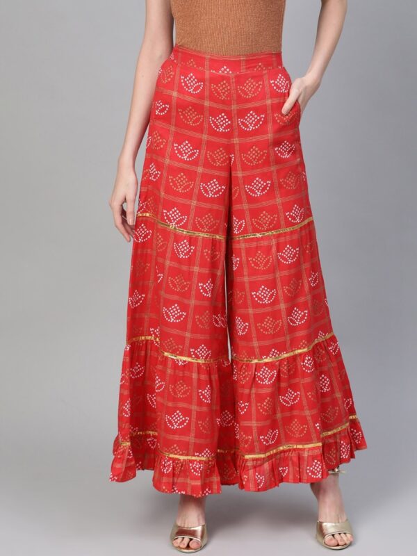 HERE&NOW Women Bandhani Print Flared Sharara