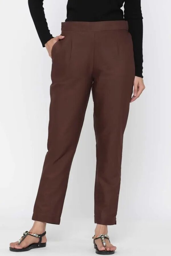 Juniper Womens Cotton Solid Straight Pants With Side Pocket