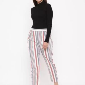 Juniper  Slim Fit Women Cotton Striped Straight Pants