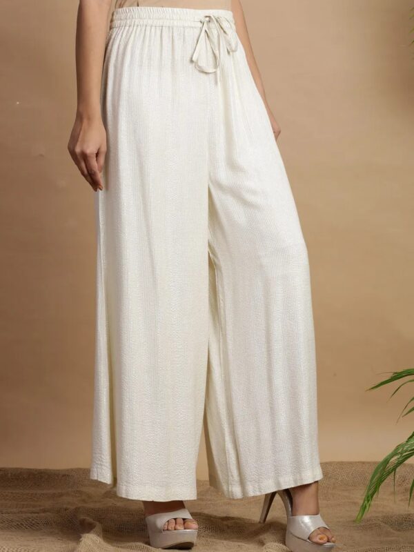 Juniper Rayon Lurex Woven Design Wide Leg Palazzo