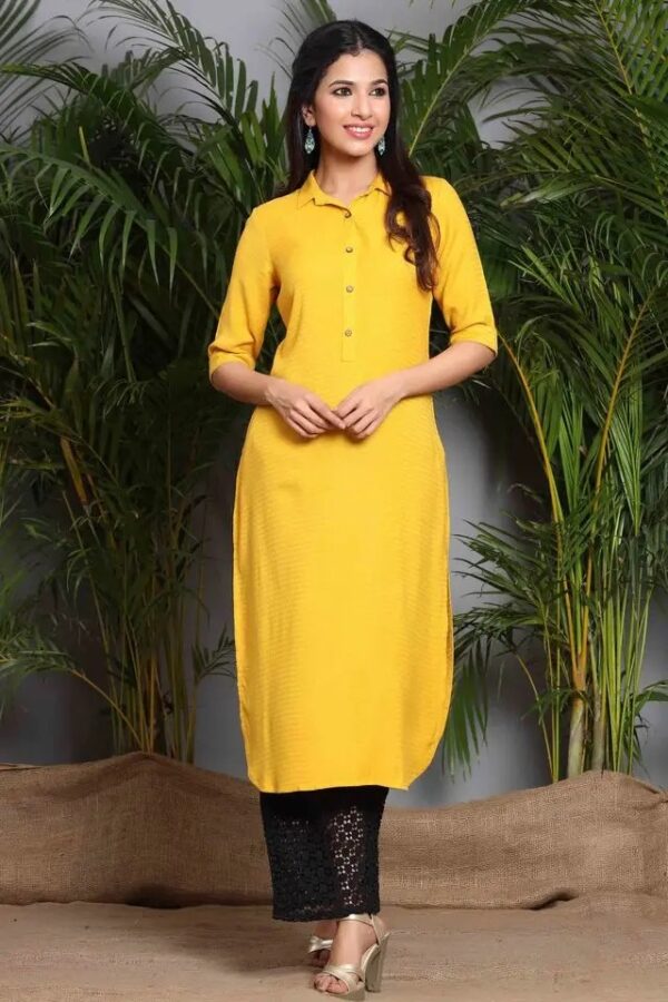 Juniper Woven Shirt Collar Straight Fit Womens Kurta