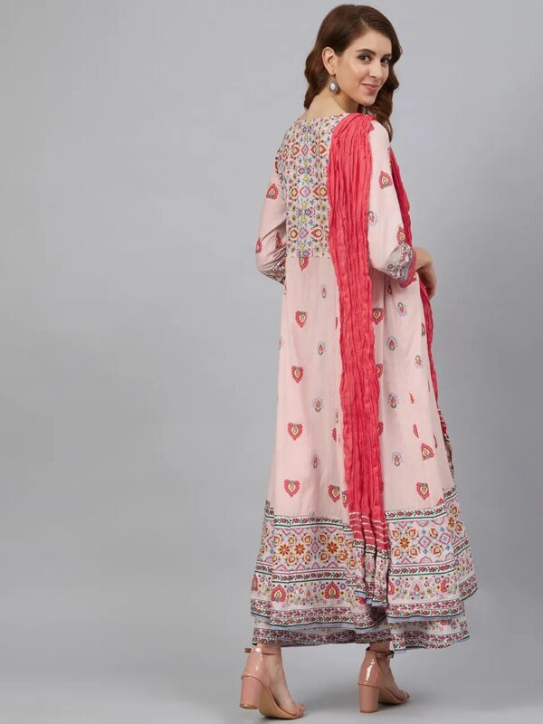 Juniper Cambric Printed Anarkali Kurta with Dupatta