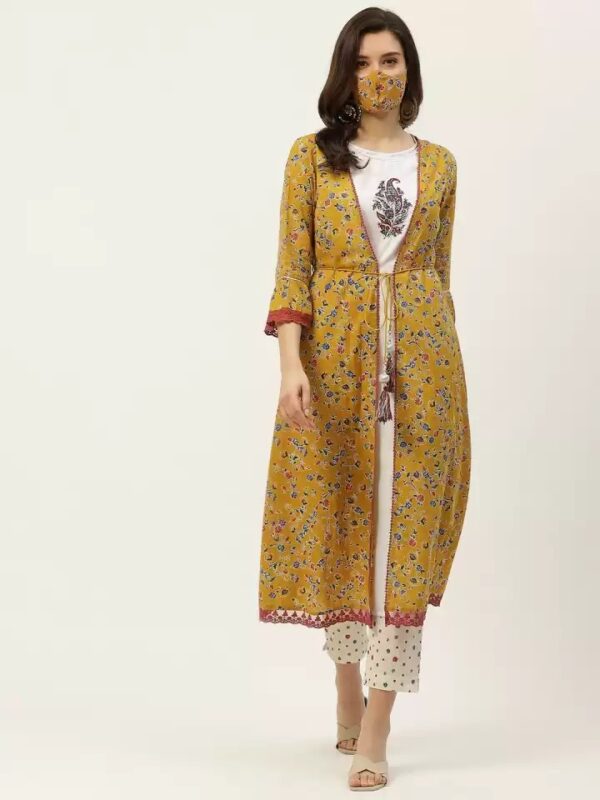 Juniper  Women Floral Print Cotton Blend Frontslit Kurta