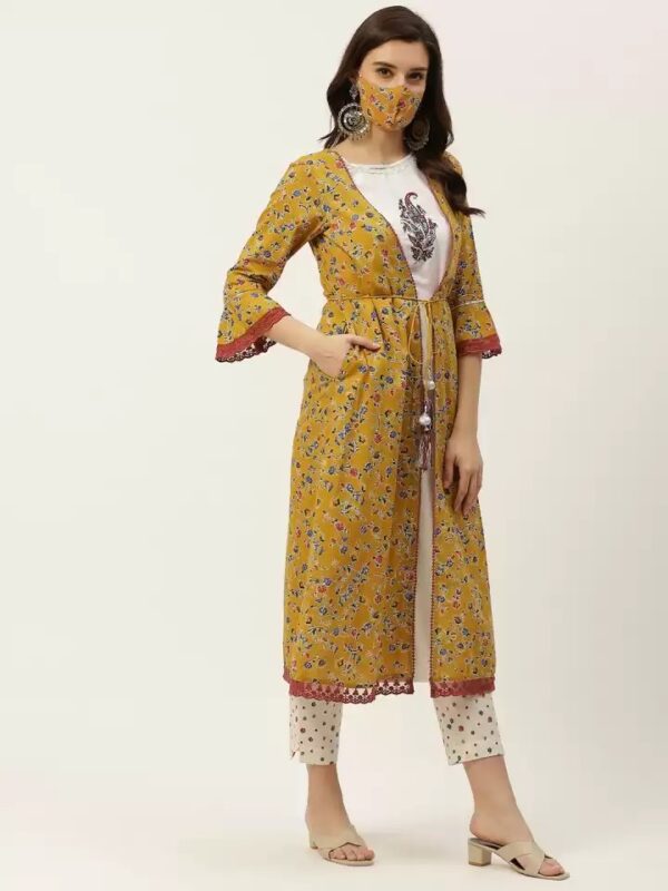 Juniper  Women Floral Print Cotton Blend Frontslit Kurta