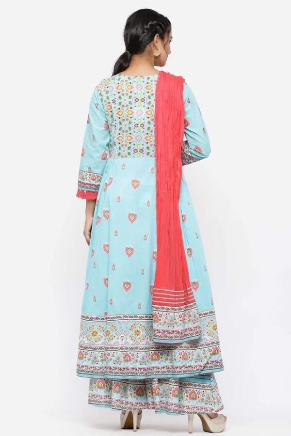 Juniper Cambric Printed Anarkali Kurta With Dupatta