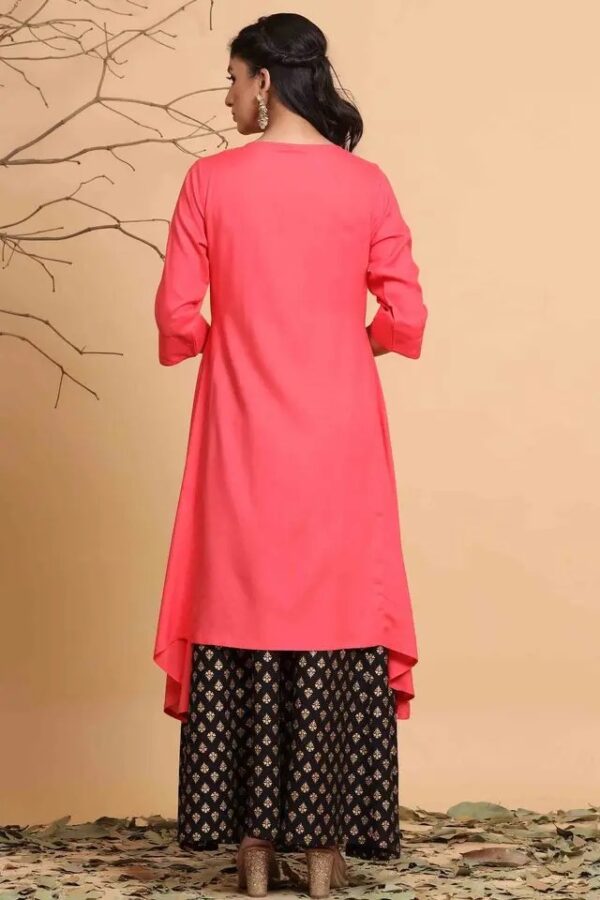 Juniper Solid Key Hole Neck Asymmetrical Womens Kurta