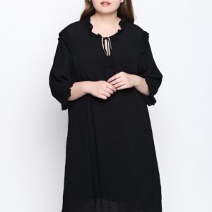 JUNAROSE Plus Size Women Self Design Blouson Dress